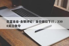 巨富金业-金银评论：金价破位下行，3300关口争夺
