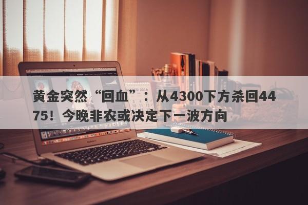 黄金突然“回血”：从4300下方杀回4475！今晚非农或决定下一波方向